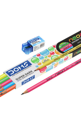 Doms Neon Eraser Tipped Pencil 10 Pcs Pack